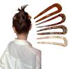 4-Pack Large French U-Shaped Hair Pins, Curved Retro Fork Sticks Suitable for Women's Hair Fork Twists Easy Management and Precise Styling 5.5inch (Dark Brown,Apricot Color,White,Brown) view 1