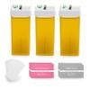 3 Roll-on Natural Soft Wax Kit - 3.3 fl oz Each + Pre & After Wax Wipes + 100 Wax Strips - Complete Home Waxing Set view 1