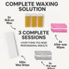 3 Roll-on Natural Soft Wax Kit - 3.3 fl oz Each + Pre & After Wax Wipes + 100 Wax Strips - Complete Home Waxing Set view 3