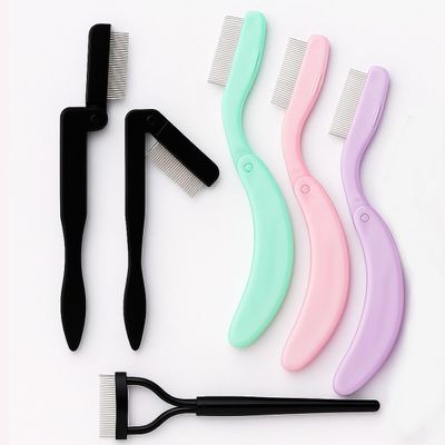 6PCS Eyelash Comb Set, 2 Folding Lash Combs (Style 1), 3 Folding Lash Combs (Style 2), 1 Regular Lash Separator, Fine Tooth Design for Clump-Free Mascara and Precise Eye Grooming