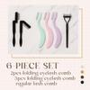 6PCS Eyelash Comb Set, 2 Folding Lash Combs (Style 1), 3 Folding Lash Combs (Style 2), 1 Regular Lash Separator, Fine Tooth Design for Clump-Free Mascara and Precise Eye Grooming view 3