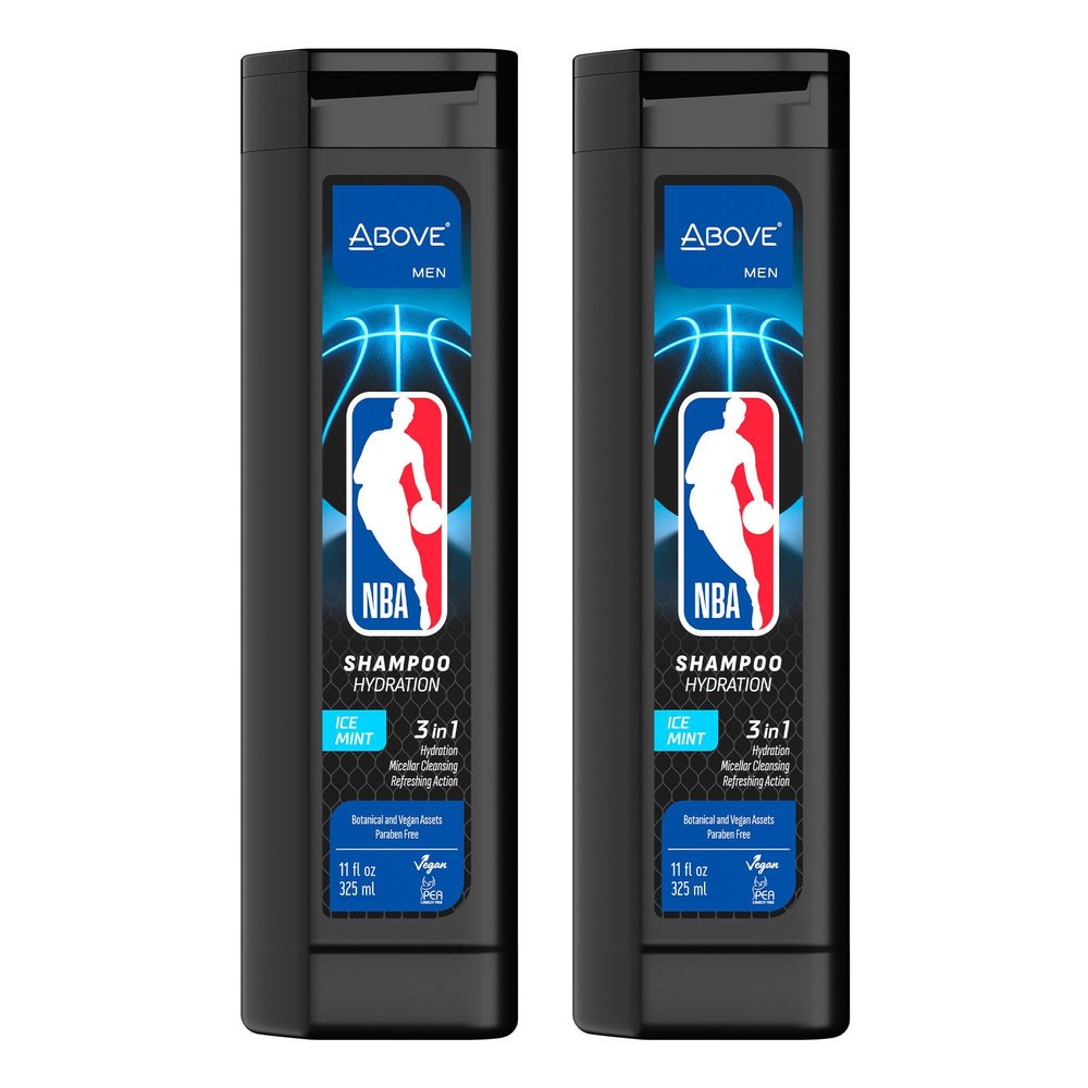ABOVE NBA 3-in-1 Shampoo for Men | ICE MINT | Deep Hydration & Micellar Cleanse for Hair | Mind-Fresh Cooling Scent | 11 oz - Pack of 2