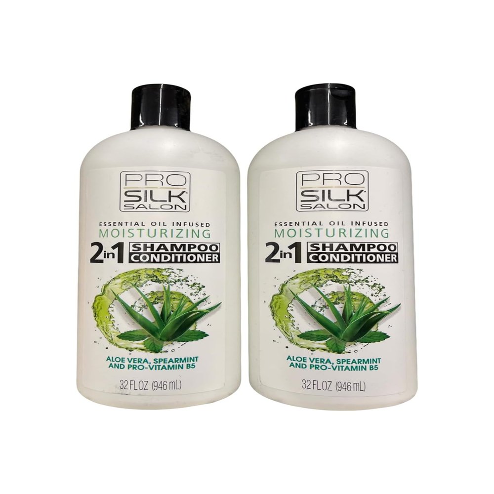 Generic Pack of 2 Pro Silk 2 In 1 Shampoo & Conditioner/Moisturizing/Aloe Vera, Spearmint and Pro Vitamin B5 / 32 Oz