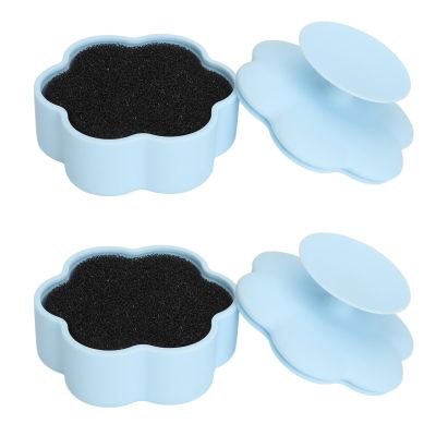 2PCS Silicone Makeup Brush Cleaning Sponge, Portable Multifunctional Mat with Textured Pattern, Effective Brush Color Removal for Thorough Cleaning, Includes Suction Cup Cover