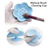 2PCS Silicone Makeup Brush Cleaning Sponge, Portable Multifunctional Mat with Textured Pattern, Effective Brush Color Removal for Thorough Cleaning, Includes Suction Cup Cover view 2