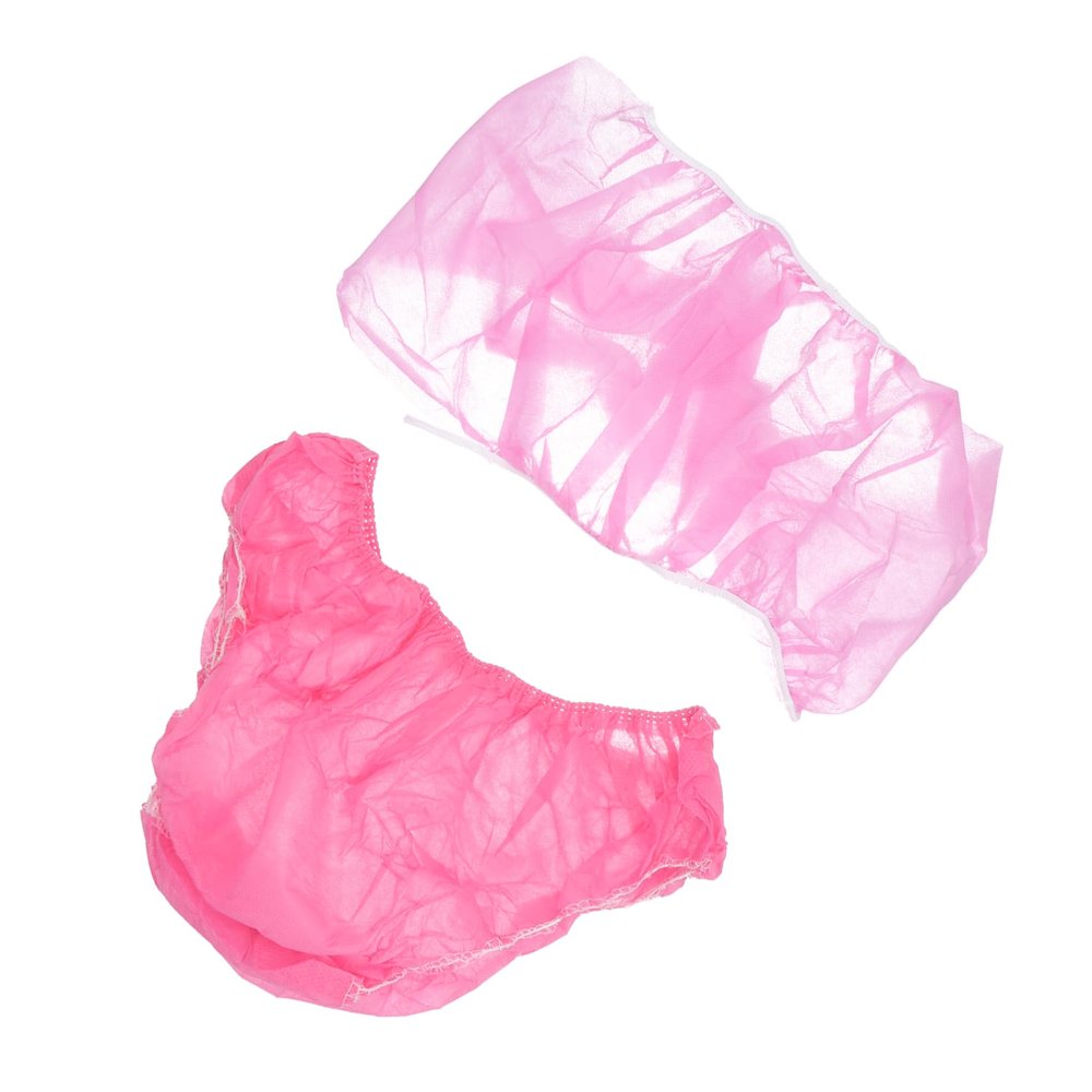 TOGEVAL 5 sets Disposable Non Woven Travel Underwear and Bras for Women Soft Breathable Sauna Underwear Practical Outdoor Convenient and Comfortable for Travel Pink