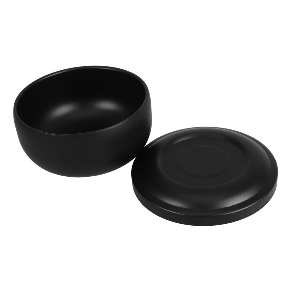 CATIEBYE Stainless Steel Shaving Bowl with Lid Foaming Bowl for Men Travel Friendly Grooming Accessory with Integrated Brush Holder Compact Design for Home Travel Use