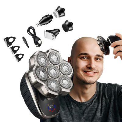 9.0 Shaver Ultra, Head Shavers for Bald Men, 6-in-1 Electric Razor - Led Display Rechargeable Head Shaving Kit with USB-C Fast Charge, IPX7 Waterproof (Type-A)