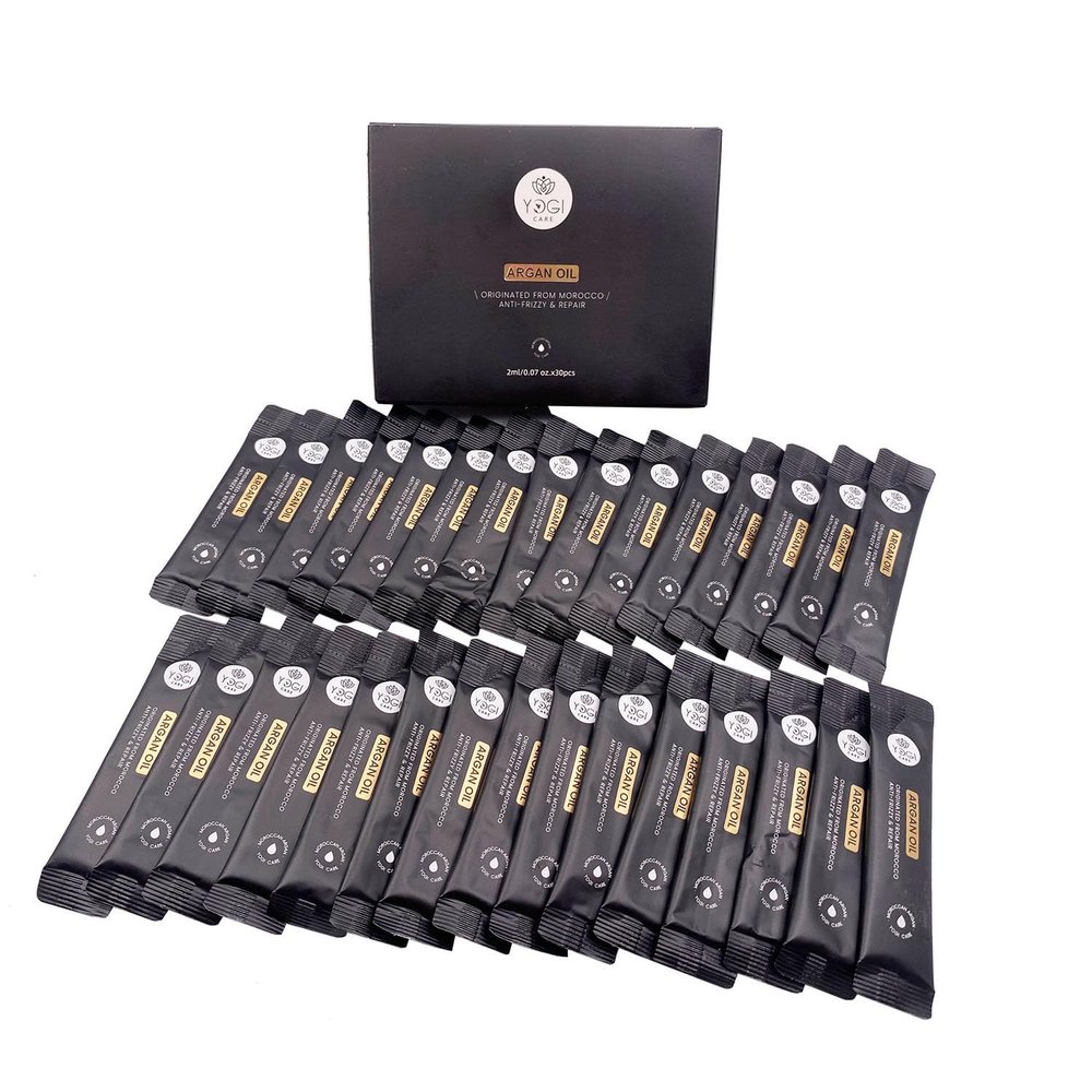 30PCS Mini Moroccan Argan Oil Hair Oil (2ml Each)  Travel Size Hair Serum for Frizzy Hair & Dry Damaged Hair, All Hair Types, Contains Vitamin E, Perfect for Business Trips, Holiday Gifts, Daily Use