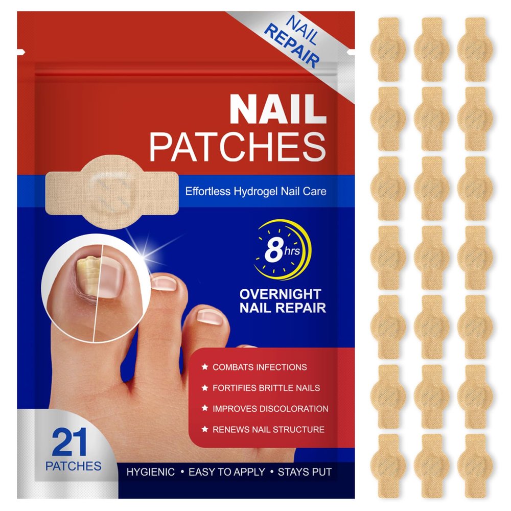 Nail Patches, Nail Patches for Toenails, Nail Treatment Patches Extra Strength, Extra Strong 8-Hour Repair Nail Plasters, Overnight Toe Nail Care Repair for Damaged Nails