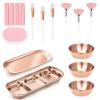 23 Pcs Rose Gold Esthetician Supplies 3 Stainless Steel Facial Mask Mixing Bowls 3 Facial Fan Brushes 3 Flat Brushs Skincare Tray 3-Compartment Serving Tray 12 Compressed Facial Sponges for Skin Care view 1