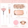 23 Pcs Rose Gold Esthetician Supplies 3 Stainless Steel Facial Mask Mixing Bowls 3 Facial Fan Brushes 3 Flat Brushs Skincare Tray 3-Compartment Serving Tray 12 Compressed Facial Sponges for Skin Care view 2