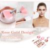 23 Pcs Rose Gold Esthetician Supplies 3 Stainless Steel Facial Mask Mixing Bowls 3 Facial Fan Brushes 3 Flat Brushs Skincare Tray 3-Compartment Serving Tray 12 Compressed Facial Sponges for Skin Care view 4