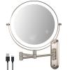30X Wall Mounted Makeup Mirror with Lights,3 Color Modes Dimmable & Adjustable Double Side, Bathroom Vanity Makeup Mirror with 360 Rotation Extendable Swivel Arm,Magnifying Mirror - Brushed Nickel view 1