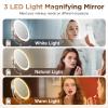 30X Wall Mounted Makeup Mirror with Lights,3 Color Modes Dimmable & Adjustable Double Side, Bathroom Vanity Makeup Mirror with 360 Rotation Extendable Swivel Arm,Magnifying Mirror - Brushed Nickel view 2