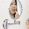 360 Degree Rotation Wall Mounted Makeup Mirror 3X Magnifying Bathroom Mirror Retractable Dressing Table Mirror Double(Silver,8 inches) view 2