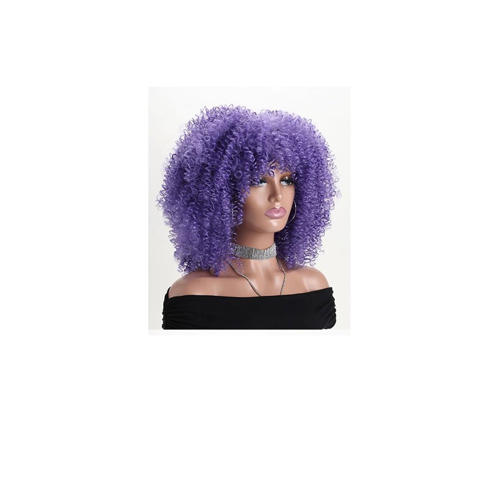 16 Inch Afro Kinky Curly Wig With Bangs Soft Fluffy Synthetic Hair For Women D16 16 Inch
