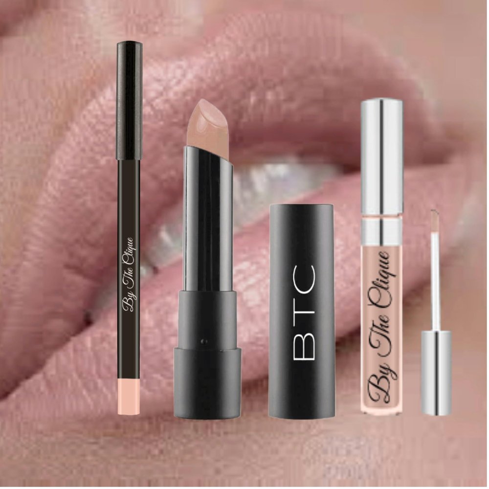 By The Clique Everyday Play Pale Pink Nude Trio | Lip Liner, Matte Lipstick and Moisturizing Satin Lipstick Set