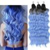 3Pcs 24" Crochet Braiding Hair Ombre Rainbow Deep Wave Synthetic 300G For Women B40 24 Inch view 2