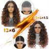 13X6 HD Lace Front Wig Synthetic Curly Pre Plucked With Baby Hair & Bangs For Women OT-30 24 Inch view 4