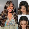13x4 Full Frontal Lace Wig Human Hair Body Wave 1B/30 Highlight Ombre Colored Skinlike Swiss HD Lace 0.10mm Ultra-thin Invisible 200% Density Balayage Brown Pre Plucked Tiny Knots Natural Hairline view 1