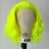 Imeya Neon Green Short Curly Bob Wigs for Women Free Part Pre Plucked Natural Hairline Synthetic Hair Loose Curly Wavy Green Bob Wig for Cosplay Costume Party view 3