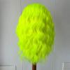 Imeya Neon Green Short Curly Bob Wigs for Women Free Part Pre Plucked Natural Hairline Synthetic Hair Loose Curly Wavy Green Bob Wig for Cosplay Costume Party view 4