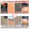 13x4 Full Lace Frontal Wig Highlight Ombre Honey Blonde Wig Human Hair Skinlike Swiss HD Lace Wig Pre plucked Bleached Knots with Natural Hairline 200% Density Glueless Body Wave Lace Front Wigs view 3