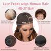 13x4 Full Lace Frontal Wig Highlight Ombre Honey Blonde Wig Human Hair Skinlike Swiss HD Lace Wig Pre plucked Bleached Knots with Natural Hairline 200% Density Glueless Body Wave Lace Front Wigs view 4