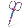 Curved Cuticle Scissors, Extra Fine Curved Portable Extra Fine Curved Cuticle Scissor Stainless Steel Nail Scissor Manicure Scissors for Women for Manicure Eyebrows Eyelash hairRainbow view 1
