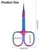 Curved Cuticle Scissors, Extra Fine Curved Portable Extra Fine Curved Cuticle Scissor Stainless Steel Nail Scissor Manicure Scissors for Women for Manicure Eyebrows Eyelash hairRainbow view 2