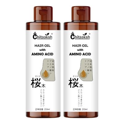 Chitaaksh Amino Acid Hair Oil Deep Nourishment & Strengthening for Silky, Healthy Hair 250mL Herbal, Non-Sticky Oil for Men & Women (Pack of 2)