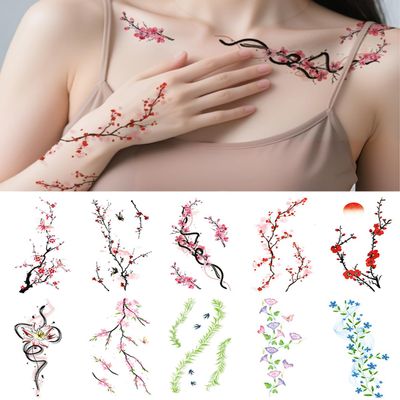 10 Sheets Flower Temporary Tattoos Floral Fake Tattoo Stickers Adult Floral Tattoo Sticker, Fake Tattoos That Look Real And Long Lasting Tattoo Sticker Waterproof Tattoos