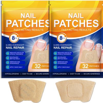 2Pack Toenail Treatment Extra Strength - 64 Pcs Nail Patches, 8-Hrs Overnight Nail Repair, Safe for Sensitive Skin, Easy to Apply