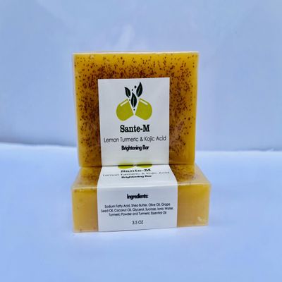 Lemon Turmeric & K.A Brightening Bar Soap, 3.5 Oz, Natural Ingredients with Shea Butter (10)