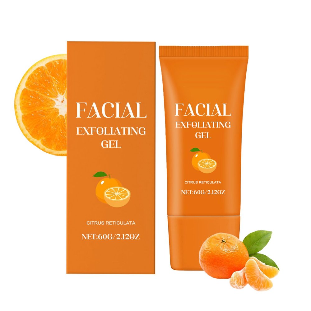 Facial Exfoliating Gel, Orange Exfoliating Gel Scrub - Deep Cleansing Moisturizing & Rejuvenating, Remove Blackheads, Vitamin C Face and Body Skin Repair, All Types Skin