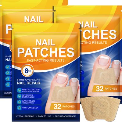 3Pack Toenail Treatment Extra Strength - 96 Pcs Nail Patches, 8-Hrs Overnight Nail Repair, Safe for Sensitive Skin, Easy to Apply