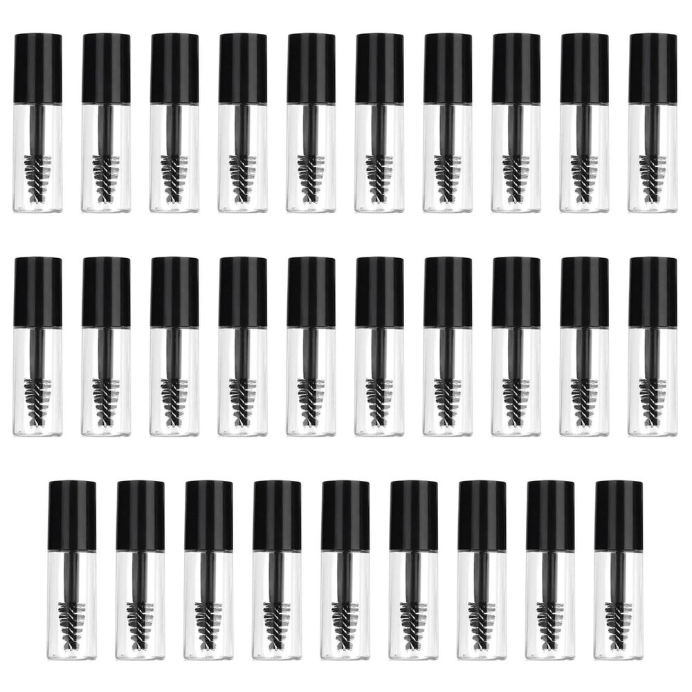 29PCS Empty Mascara Tubes with Wands, 1.2ml Refillable Eyelash Oil Containers for Castor Oil, Mini Mascara Tube Bottles with Brush for Travel & Home Use (Black)