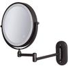 8'' Bathroom Mirrors Wall Mounted Makeup Mirror,Upgrade Auto Off LED Shaving Mirror 1X/10X Magnifying Double Sided 360Swivel Extendable,Powered by 4 x AAA Batteries Nickel(Black) view 1