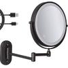 8'' Wall Mounted Makeup Mirror Black USB Rechargeable Double Sided with 3 Tones LED Lights,1x/7x Magnifying Bathroom Mirror for Shaving Extendable Arm Touch Control1X/7X(1X/7X) view 1