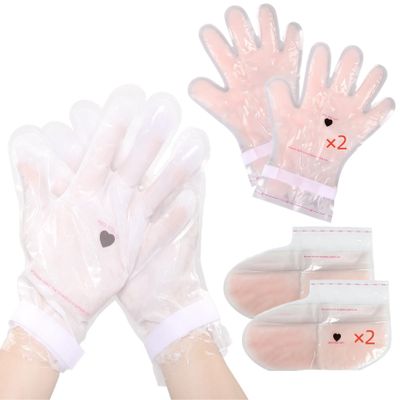 4 Pairs Paraffin Wax Gloves & Socks Set - Rose Scented at-Home Spa Intensive Moisturizing Therapy, Autumn Winter Night Care for Dry Cracked Rough Skin, Hand Foot Deep Hydration Softening Treatment