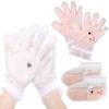 4 Pairs Paraffin Wax Gloves & Socks Set - Rose Scented at-Home Spa Intensive Moisturizing Therapy, Autumn Winter Night Care for Dry Cracked Rough Skin, Hand Foot Deep Hydration Softening Treatment view 1
