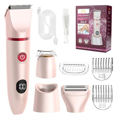 cjc 3-in-1 Electric Shaver for Women, Rechargeable Wet Dry Lady Electric Razor, Bikini Shaver for Legs Body Hair, IPX6 Waterproof Bikini Trimmer Gift for Womens Pink