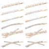 12 Pieces Rhinestone Bobby Pins Decorative Fancy Crystal Hair Clips Shiny Metal X Shaped Barrettes Bling Diamond Wedding Bridal Shower Hair Accessories for Women Ladies Girls (Gold, White) view 1