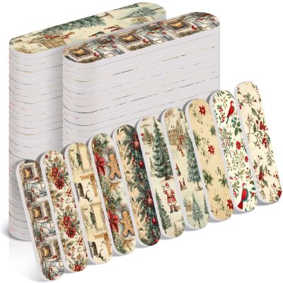 50 Pack Christmas Mini Nail Files Gifts Bulk Holiday Mini Emery Boards Double-Sided Christmas Party Nail Files Favors Bulk Stocking Stuffers for Employee Appreciation Teacher Staff Coworkers (Retro)