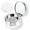 6 G Sliver Loose Powder Containers with Puff, Reusable Plastic Powder Case Empty Makeup Powder Container Mini Powder Compact DIY Makeup Powder Case with Mirror view 1