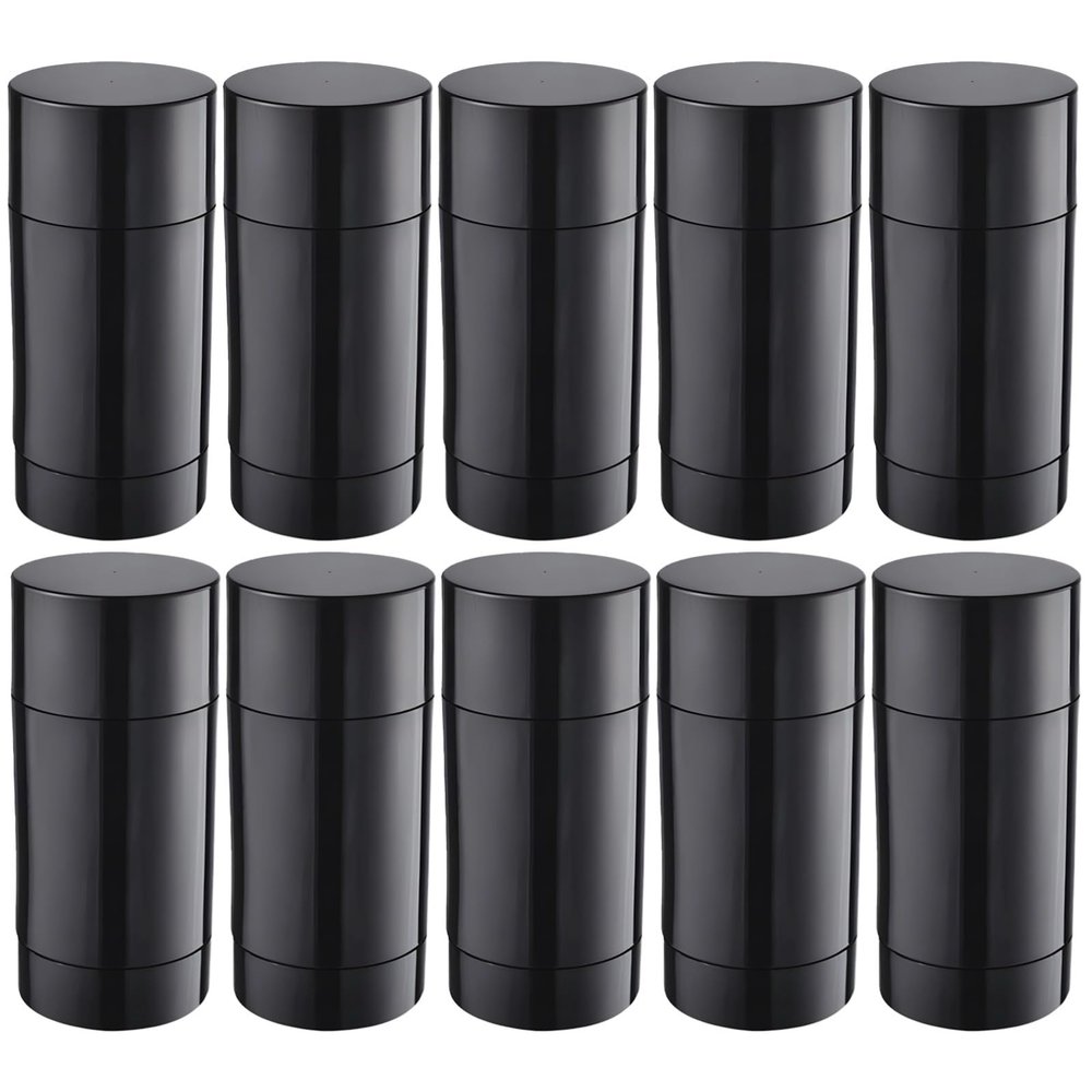 10-Pack Black Twist-Up Deodorant Stick Containers, 2.65 Oz Oval Push-Up Tubes With Caps, Ideal For Homemade Deodorants And Diy Cosmetics