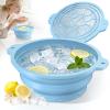 Foldable Silicone Face Ice Bath Bowl with Built-in Ice Tray, Cold Plunge Therapy for Skin Tightening, Puffiness Reduction & Acne Relief, Portable Spa Tool for Home & Travel (Blue) view 1