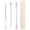 3 Pcs Makeup Spatula,Foundation Cosmetic Spatula,Stainless Steel Facial Beauty Spatulas Tiny Face Professional Makeup Palette Mixer Face Cream Applicator Mixing Tool for Even Application Double Edged view 1