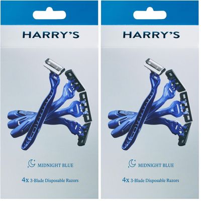 Harry's Men's Disposable Razors, 3-Blade Razors with Lubricating Strip and Pivoting Head, 4 Count (Pack of 2)